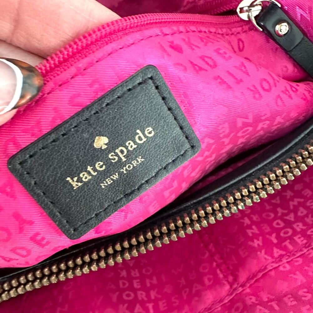 KATE SPADE WHITAKER PLACE ELENA QUILTED BLACK LEATHER BAG GOLD CHAIN GLAM - Picture 3 of 8